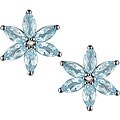 10k Gold Diamond and Blue Topaz Flower Earrings