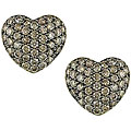 14k Gold 1-1/10ct Champagne Diamond Heart Earrings