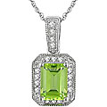10k White Gold Peridot and 1/10ct Diamond Necklace
