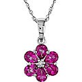 10k Gold Pink Topaz and Diamond Flower Necklace