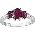 10k White Gold Diamond and Ruby Three-stone Ring