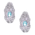 Sterling Silver & Blue CZ Half-hoop Earrings