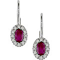 10k White Gold Ruby and 1/10ct TDW Diamond Earrings