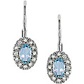 10k Gold Blue Topaz and 1/10ct TDW Diamond Earrings