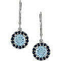 10k White Gold Sapphire and Blue Topaz Earrings