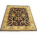 Indo Mahal Hand-knotted Black/ Gold Rug (8' x 10')