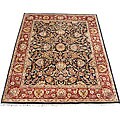 Indo Mahal Black/ Burgundy Rug (8' x 10')