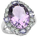 Sterling Silver Genuine Amethyst and Tanzanite Ring