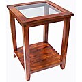 Contemporary End Table with Glass Top (India)