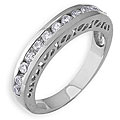 14k White Gold Overlay Cubic Zirconia Gallery Band