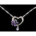 Sterling Silver Cubic Zirconia Heart Necklace (China)