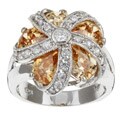 Sterling Silver Champagne CZ Crown Ring