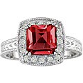 14k White Gold Garnet and 1/5ct TDW Diamond Ring ( H/I, I1/I2 )