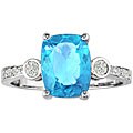 14k Gold Blue Topaz and 1/10ct TDW Diamond Ring ( H/I, I1/I2 )