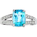 14k Gold Blue Topaz and 1/6ct TDW Diamond Ring (H/I,I1/I2)