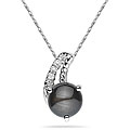 10k White Gold Black Sapphire and Diamond Necklace