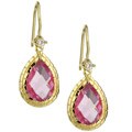 18k Gold over Silver Pink CZ Drop Earrings