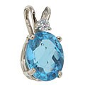 14k White Gold Swiss Blue Topaz Pendant
