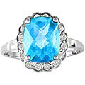 14k White Gold 2 3/4ct Blue Topaz and Diamond Ring ( H/I, I1/I2 )