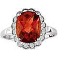 14k White Gold Garnet and 1/5ct TDW Diamond Ring ( H/I, I1/I2 )