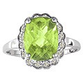 14k White Gold Peridot and 1/5ct TDW Diamond Ring