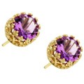 14k Yellow Gold Amethyst Stud Earrings