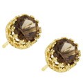 14k Yellow Gold Smokey Quartz Stud Earrings