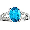 14k Gold Blue Topaz and 1/7ct TDW Diamond Ring (H/I, I1/I2)