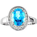 14k Gold Blue Topaz and 1/6ct TDW Diamond Ring (H-I,I1-I2)