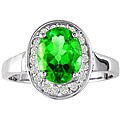 14k White Gold Peridot and 1/6ct TDW Diamond Ring (H-I,I1-I2)