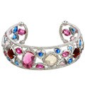 Sterling Silver and Faux Gemstone Cuff Bracelet