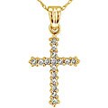10k Yellow Gold 1/4ct TDW Diamond Cross Necklace