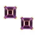 10k Yellow Gold Square Genuine Amethyst Earrings