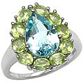 Sterling Silver Blue Topaz and Peridot Ring