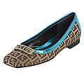 Fendi Women's Turquoise Trim Ballerina Flats