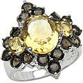 Sterling Silver Citrine and Smokey Topaz Ring