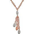14k Pink Gold Two-tone Oval Charm Necklace