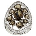 Sterling Silver Smokey and White Topaz Ring