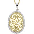 18k Gold Overlay Cubic Zirconia Medallion Necklace