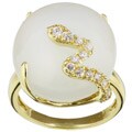 18k Gold over Silver White Onyx and CZ Snake Ring