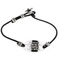 Sterling Silver and Leather Inspirational Bracelet