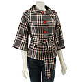 Renee C Women's Belted Plaid Jacket