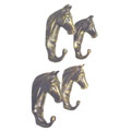 Set of Four Antiqued Horse Head Hooks