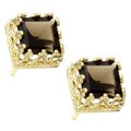 14k Yellow Gold Smokey Quartz Stud Earrings