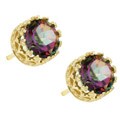 14k Yellow Gold Mystic Fire Topaz Stud Earrings