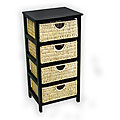 Black Cherry Frame Compact Wicker Basket Storage Shelf