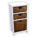 White Frame Compact Wicker Basket Storage Shelf