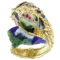 14k Yellow Gold and Enamel Sea Monster Ring