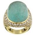 18k Gold Emerald and 4ct TDW Diamond Cocktail Ring (I, SI1)