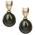 14k Gold South Sea Pearl and 1/6ct TDW Diamond Earrings (8-9 mm)